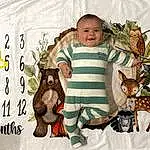 Sourire, Textile, Sleeve, Baby & Toddler Clothing, Happy, Faon, T-shirt, Jouets, Adaptation, Bambin, Baby, Linens, Terrestrial Animal, Stuffed Toy, Pattern, Poil, Room, Personne