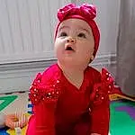 Baby Playing With Toys, Jouets, Textile, Sleeve, Baby & Toddler Clothing, Yellow, Cap, Fun, Red, Baby, Bambin, Enfant, People, Happy, Leisure, Chapi Chapo, Sourire, Recreation, Personne, Surprise, Headwear