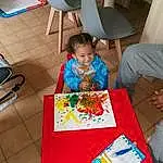 Sharing, Table, Chair, Leisure, Enfant, Fun, T-shirt, Art, Event, Bambin, Room, Play, Visual Arts, Assis, Party, Learning, Meal, Illustration, Personne, Joy