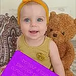 Sourire, Facial Expression, Happy, Purple, Yellow, Rose, Violet, Font, Bambin, Jouets, Enfant, Baby & Toddler Clothing, Teddy Bear, Baby, Magenta, Beauty, Poster, Pattern, Stuffed Toy, Personne, Joy