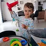 T-shirt, Bambin, Enfant, Fun, Leisure, Event, Chair, Electric Blue, Play, Room, Automotive Tire, Baby Playing With Toys, Jouets, Circle, Plastic, Automotive Wheel System, Vacation, Assis, Cleanliness, Personne