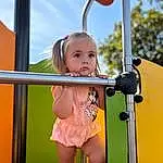 Ciel, Leisure, Bambin, Arbre, Summer, Happy, Swing, Aire de jeux, Thigh, Enfant, Fun, Recreation, Human Leg, Blond, City, Outdoor Play Equipment, Brown Hair, Play, Vacation, Assis, Personne